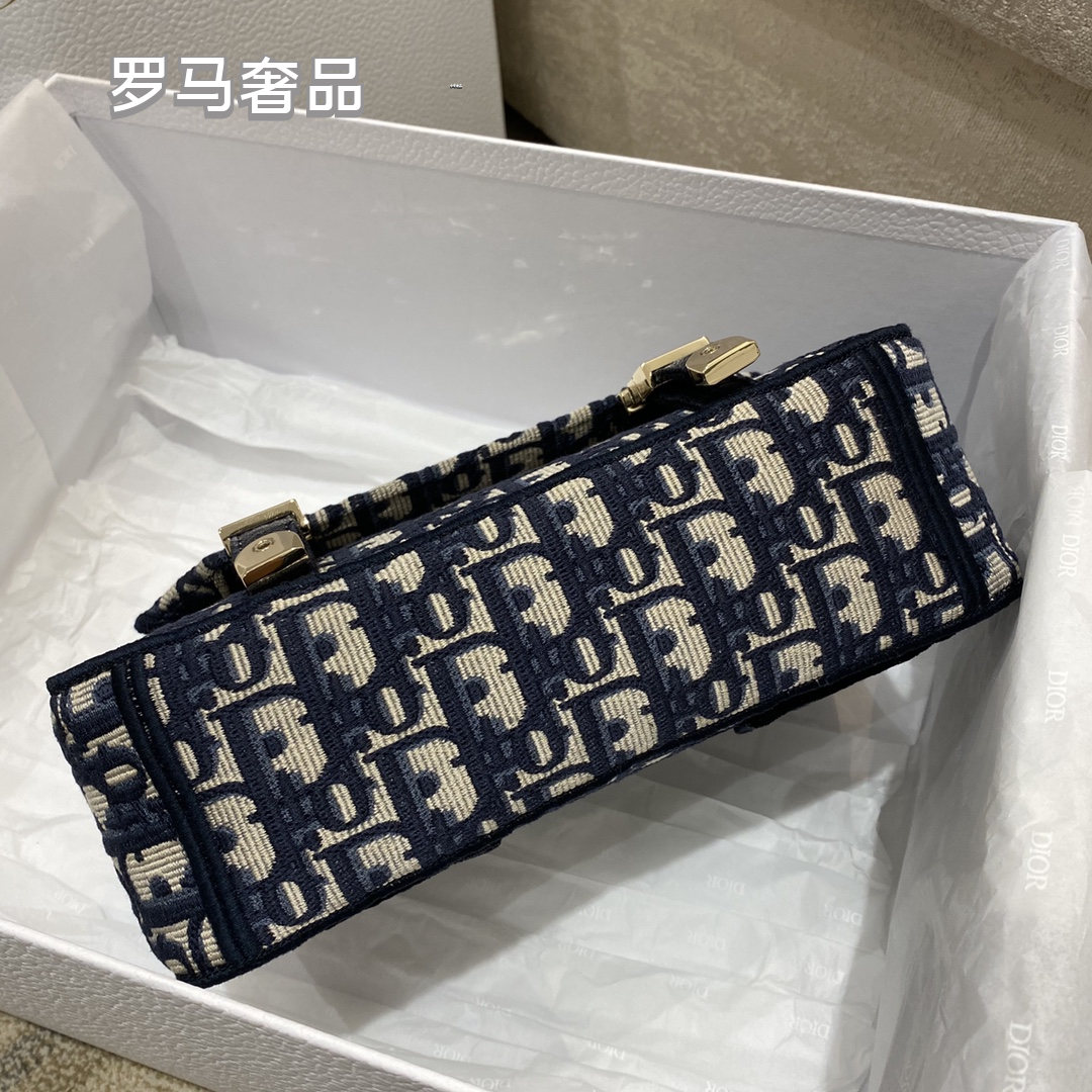 Dior Blue Monogram Embroidered Canvas Messenger Shoulder Bag