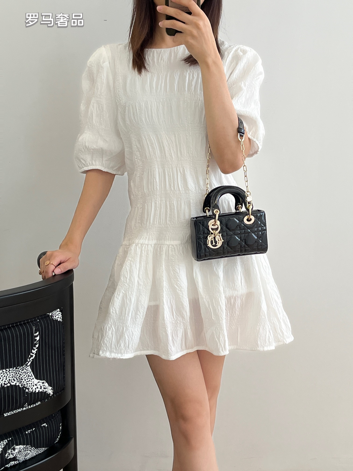 Lady Dior Joy Micro Bag - Cannage Lambskin & Patent Leather Handbags
