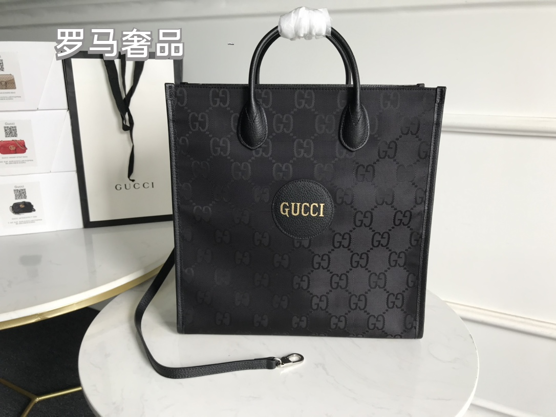 Gucci Off The Grid GG Monogram Nylon Tote Bag - Black