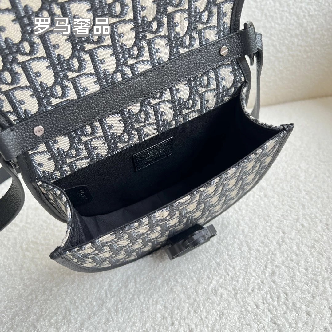 Dior Vintage Monogram Jacquard Saddle Crossbody Bag with Utility Buckle