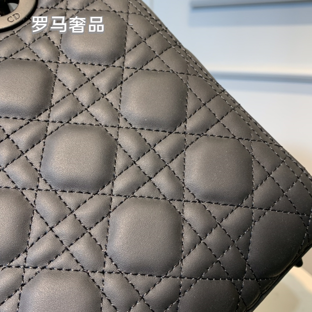 Medium Lady Dior Bag in Black Ultra-Matte Cannage Calfskin