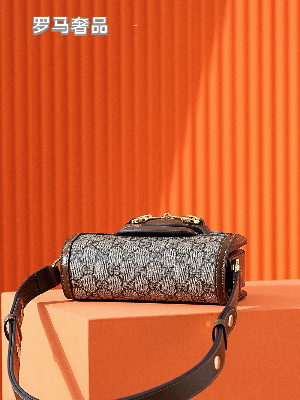 Gucci Vintage Monogram Canvas Saddle Crossbody Bag with Horsebit Detail