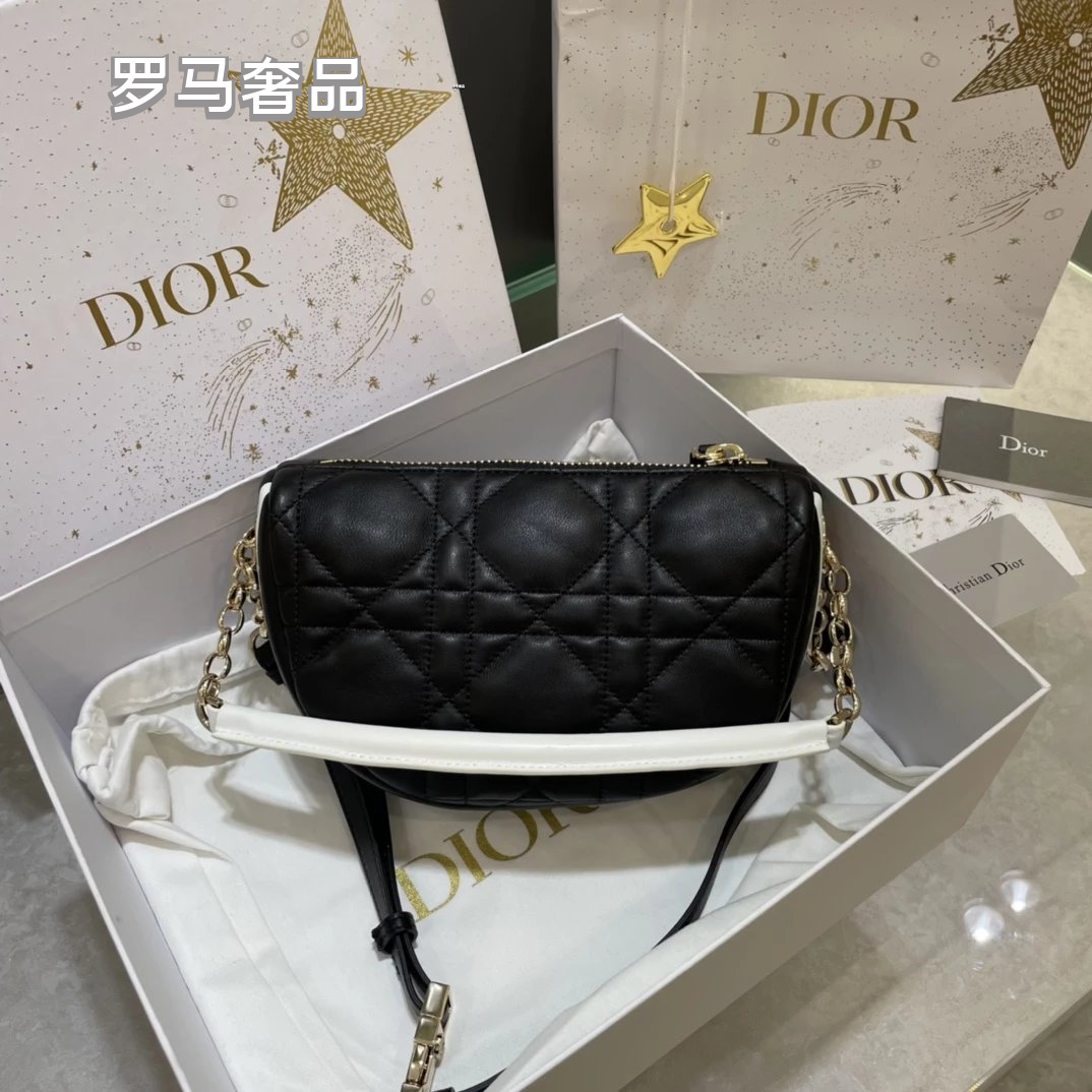Luxury Black Quilted Leather Shoulder Bag with Gold Chain and White Handle