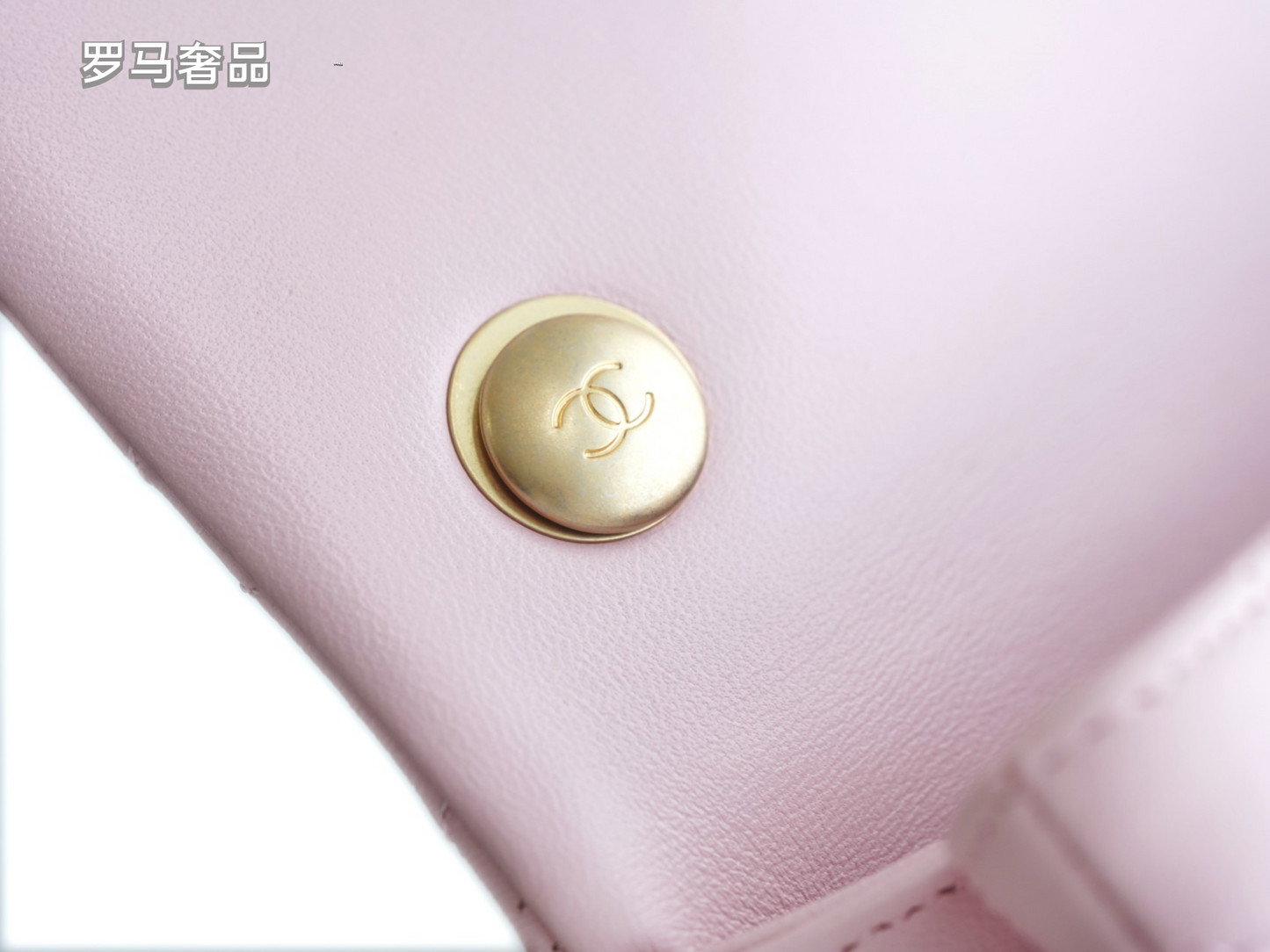 Pink Quilted Flap Bag with Gold-Tone Chain and Logo - Blue Tanzon
