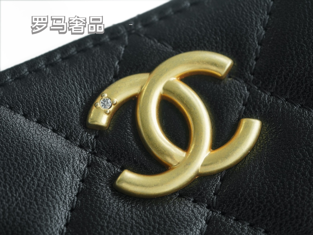 Chanel Black Quilted Leather Flap Bag with Lion Head Chain Embellishments