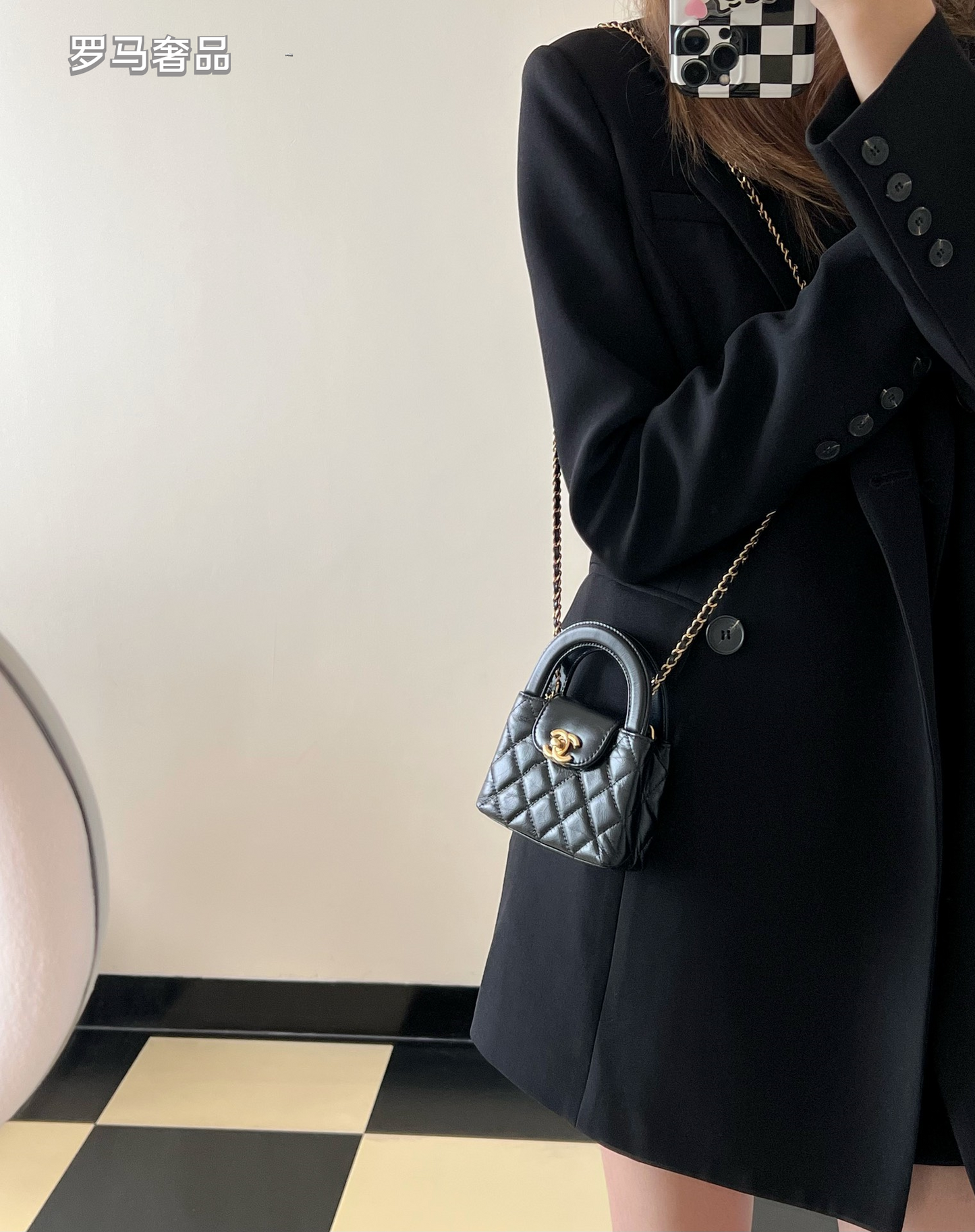 Chanel Black Quilted Lambskin Mini Top Handle Bag Gold-Tone Hardware