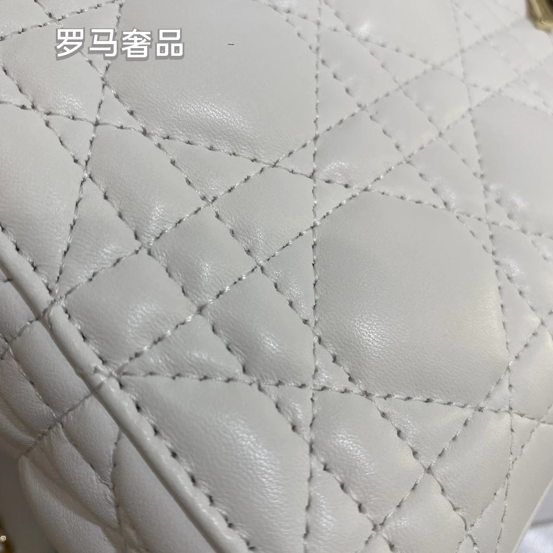 Christian Dior Lady Dior Mini Bag White Cannage Lambskin with Silver-Tone Hardware