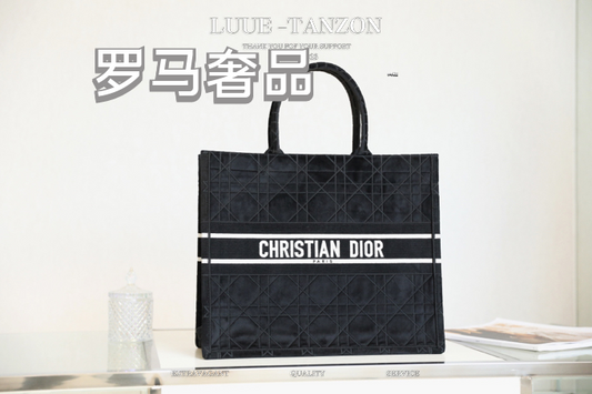 Christian Dior Large Book Tote Black Canvas Bag