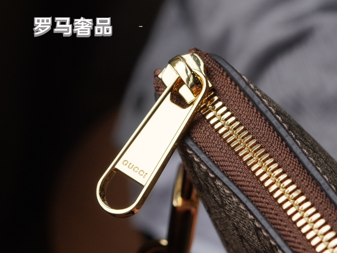 Gucci Classic Monogram Pattern Mini Crossbody Bag with Leather Strap