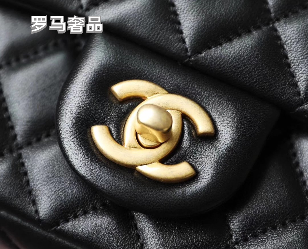 Chanel Mini Rectangular Flap Bag with Pearl Crush Adjustable Chain Black Quilted Lambskin