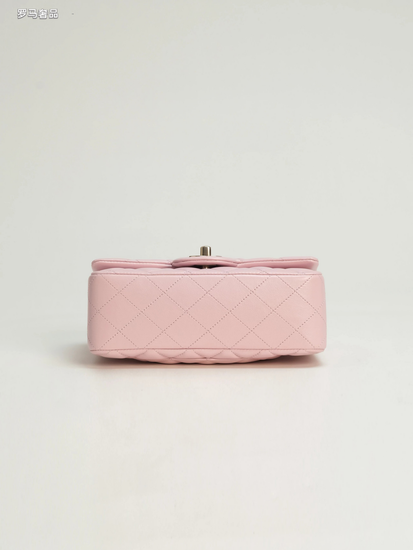 Pink Quilted Top Handle Handbag with Gold-Tone Chain Strap