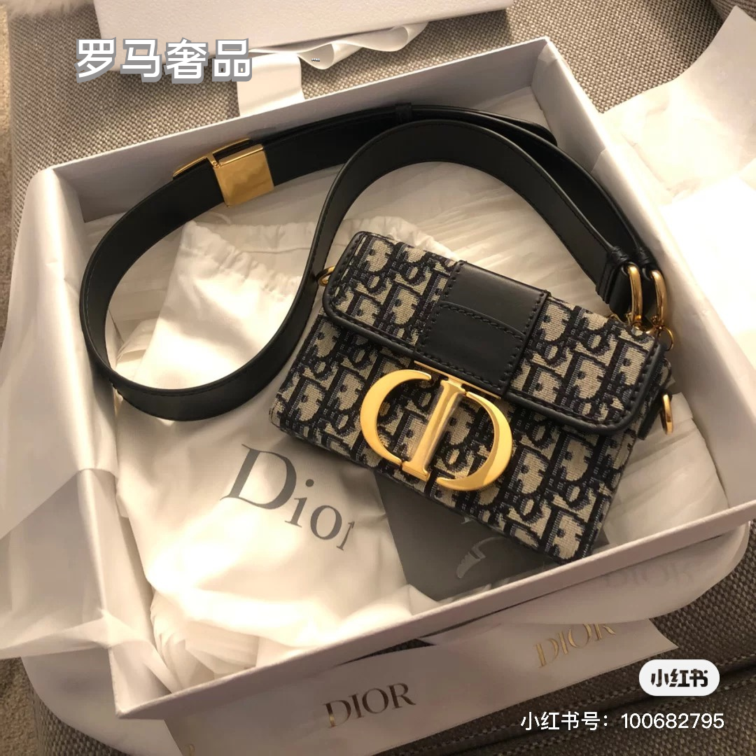 Christian Dior 30 Montaigne Bag in Blue Dior Oblique Jacquard