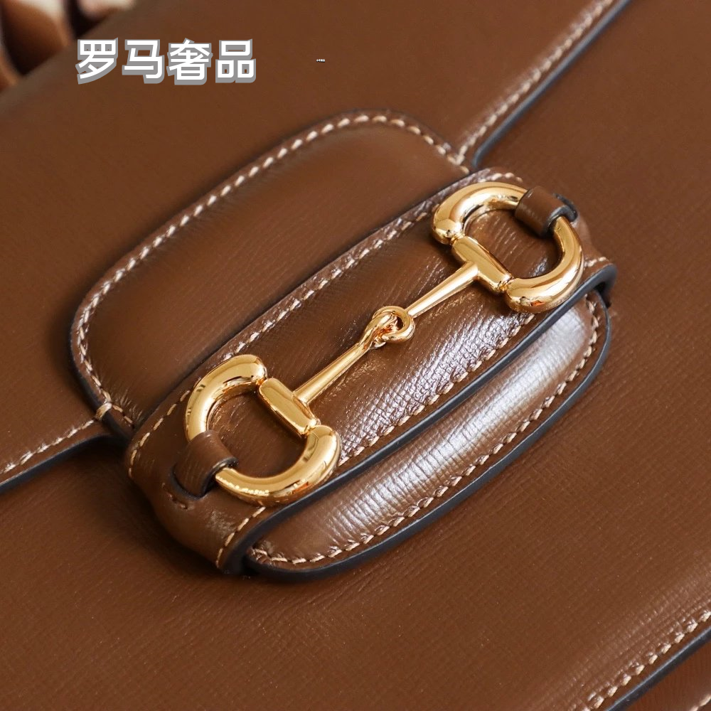 Gucci Luxury Horsebit Detail Flap Leather Crossbody Shoulder Bag