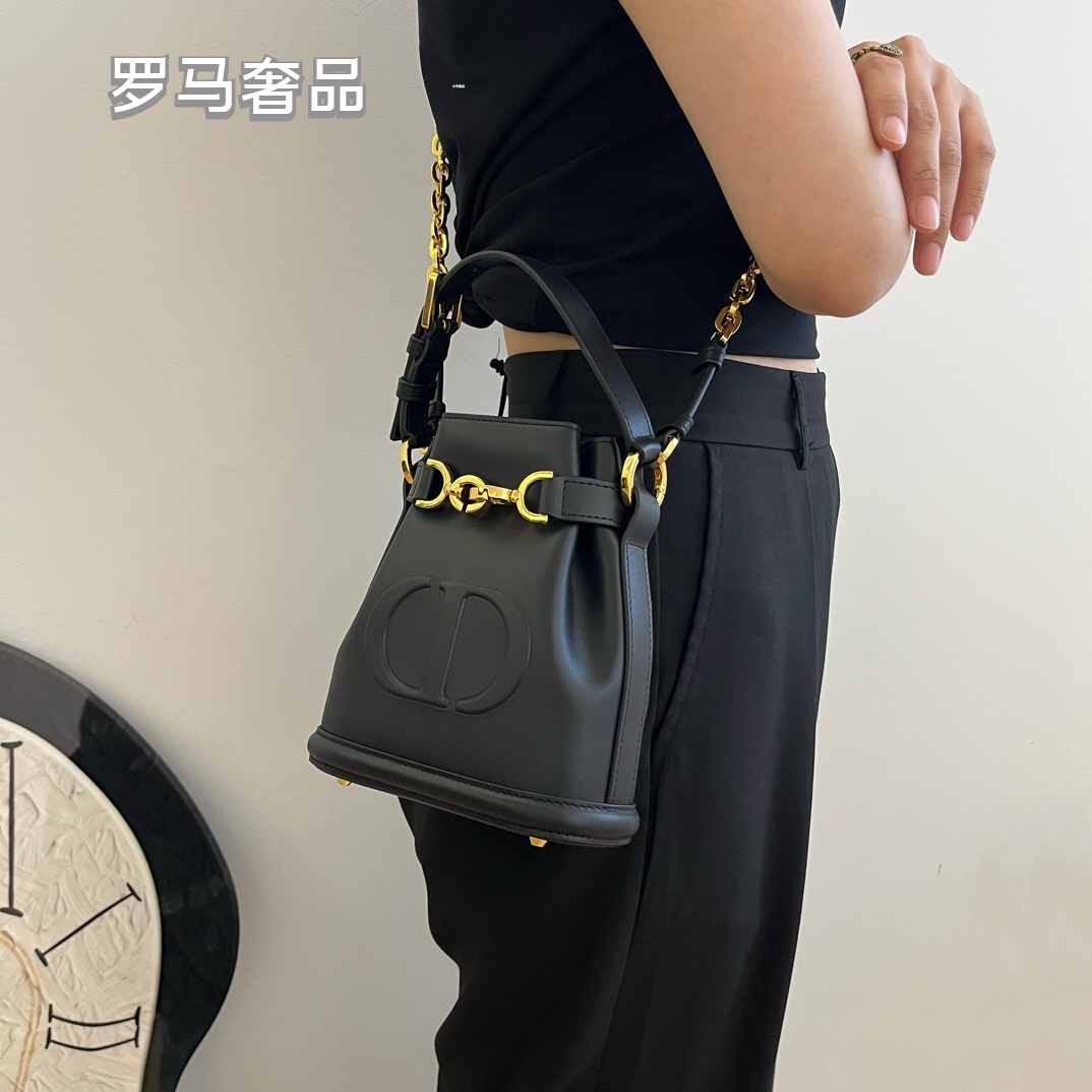 Christian Dior C'est Dior Bucket Bag - White Calfskin with Gold-Tone Hardware