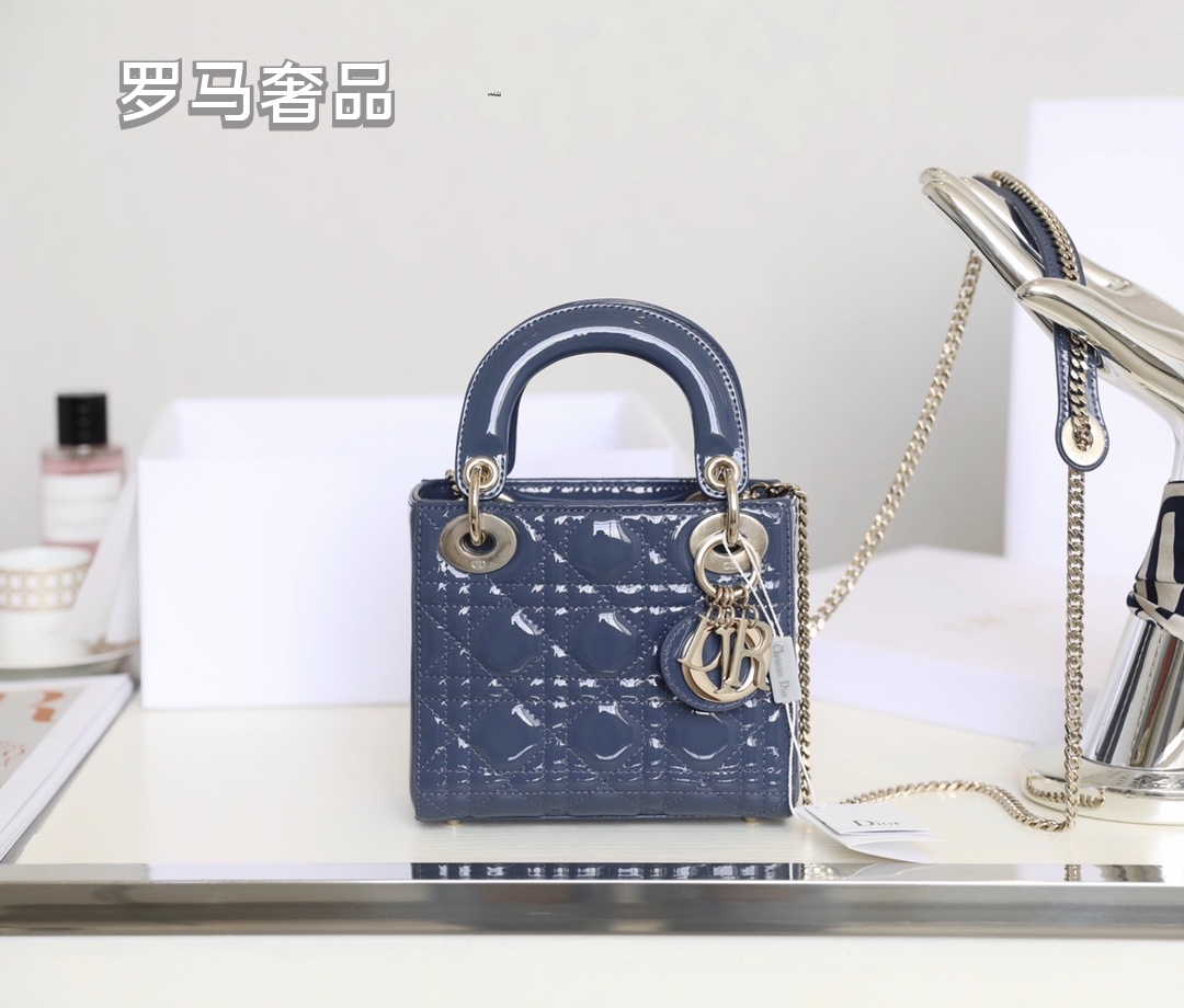 Mini Lady Dior Handbags - Quilted Cannage Leather Mini Bags in Blue and Pink