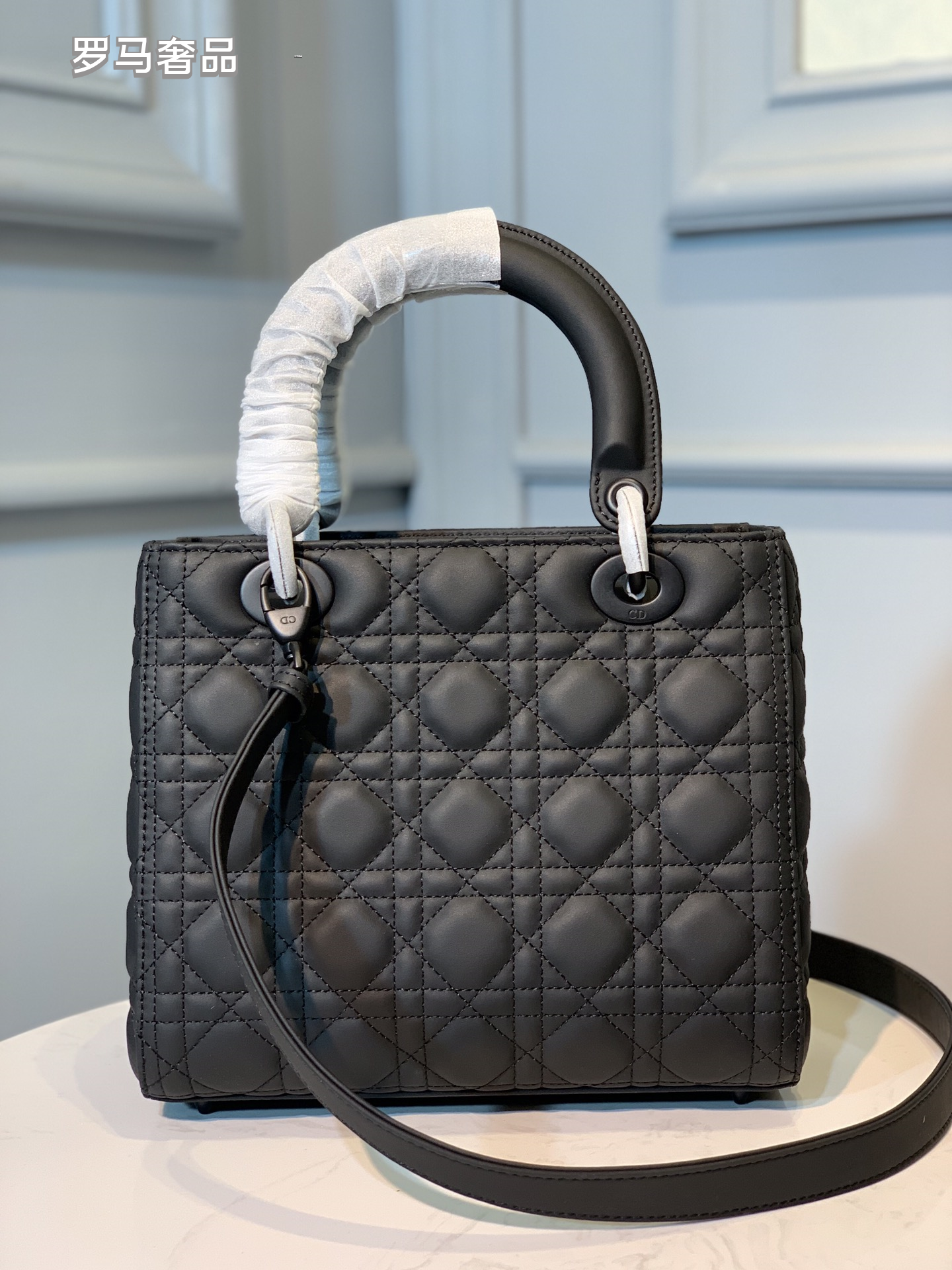 Medium Lady Dior Bag in Black Ultra-Matte Cannage Calfskin