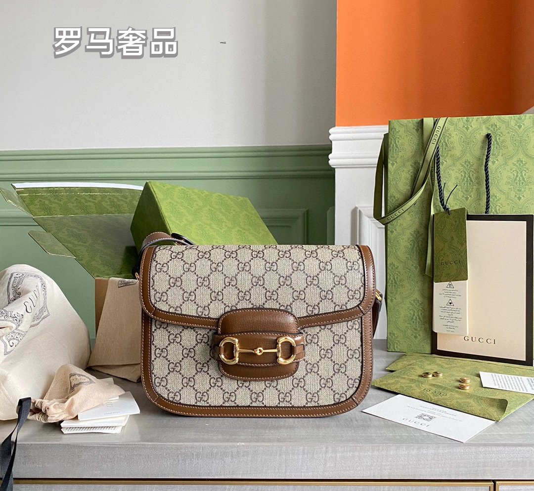 Designer GG Supreme Horsebit Shoulder Bag - Red Leather &amp; Monogram Canvas