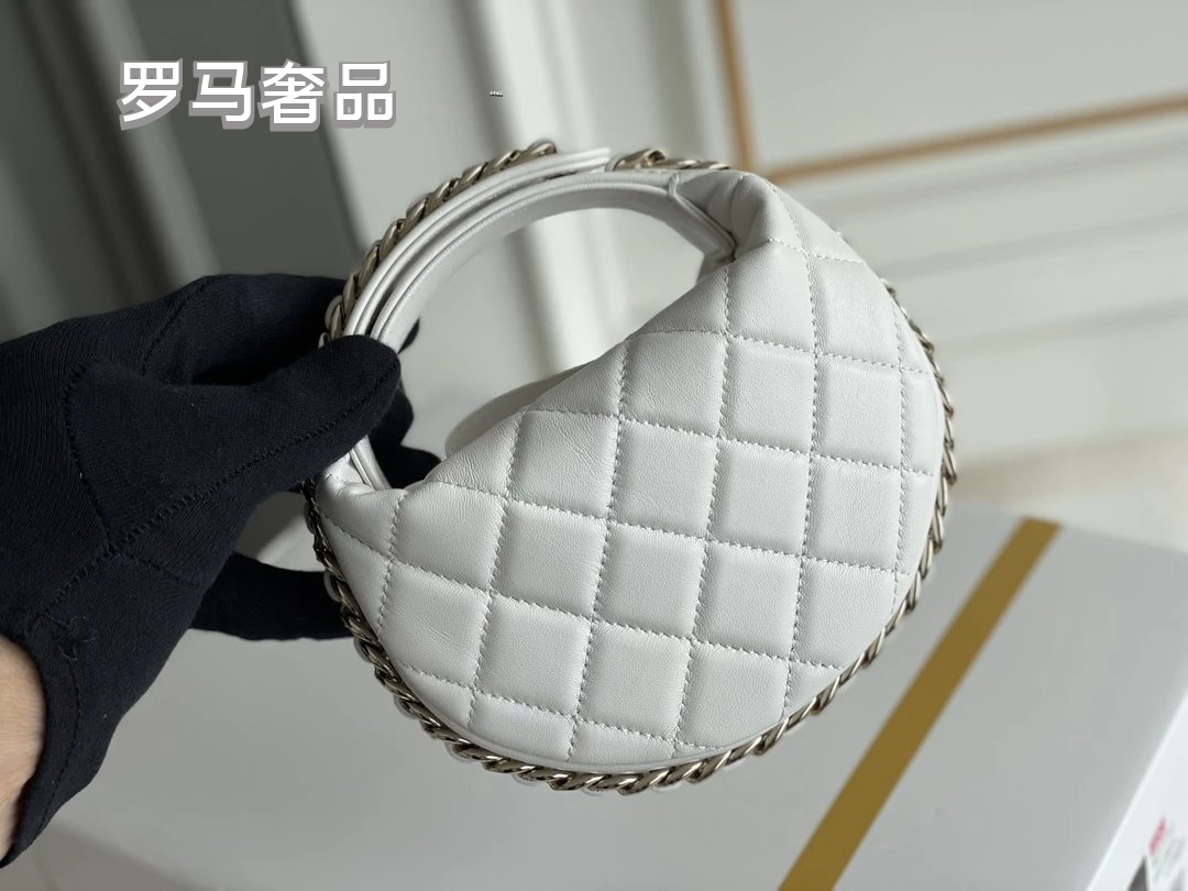 Chanel Quilted Lambskin Small Round Hobo Bag - Black with Gold-Tone Hardware
