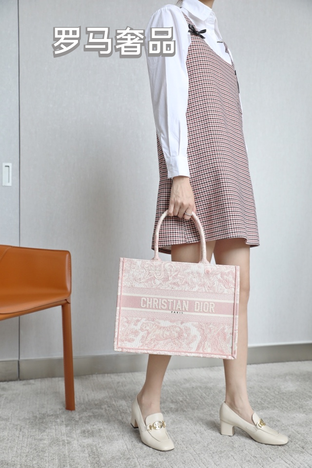 Christian Dior Pink Toile de Jouy Book Tote Bag