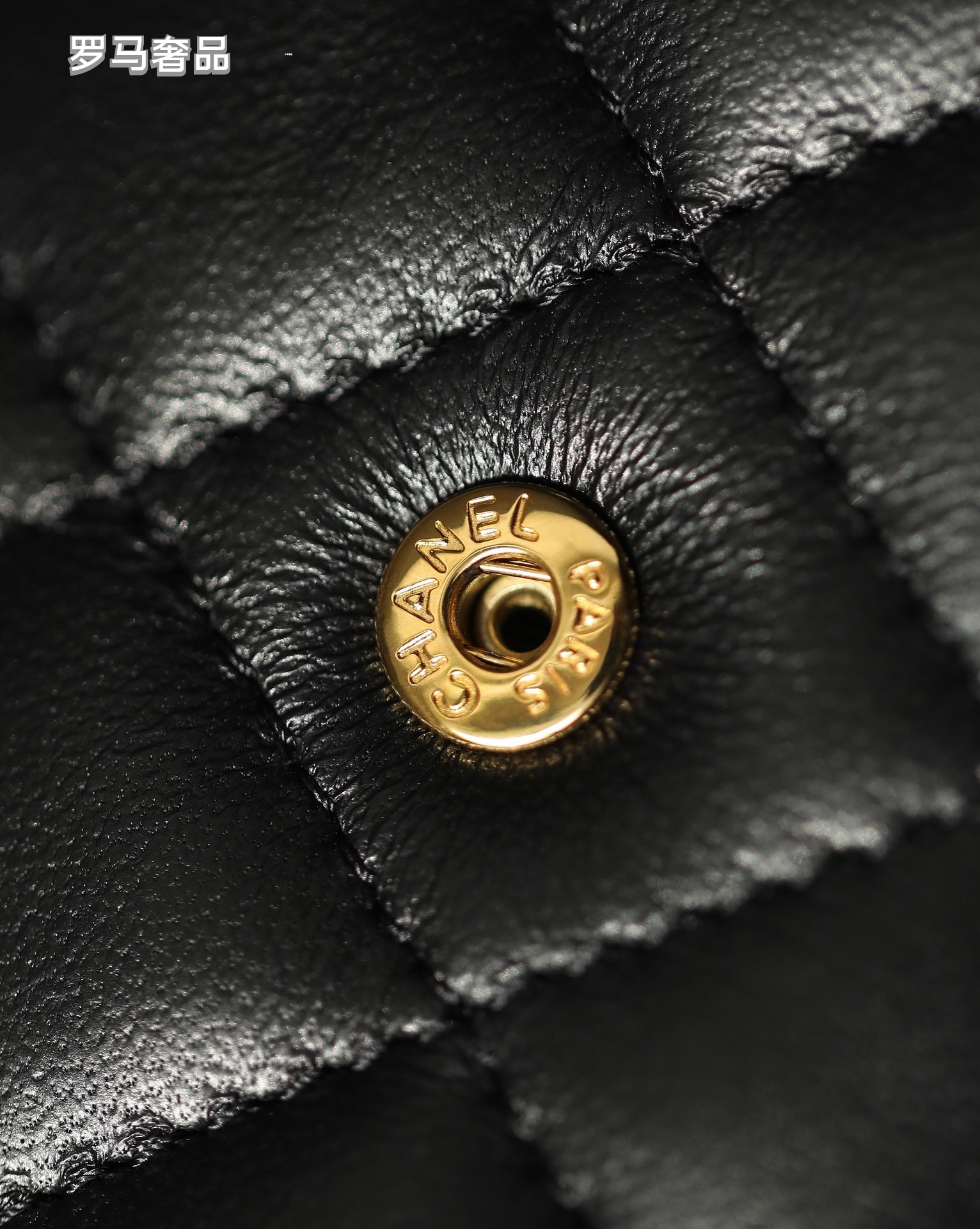 Classic Black Quilted Leather Small Flap Wallet with Gold-Tone Logo