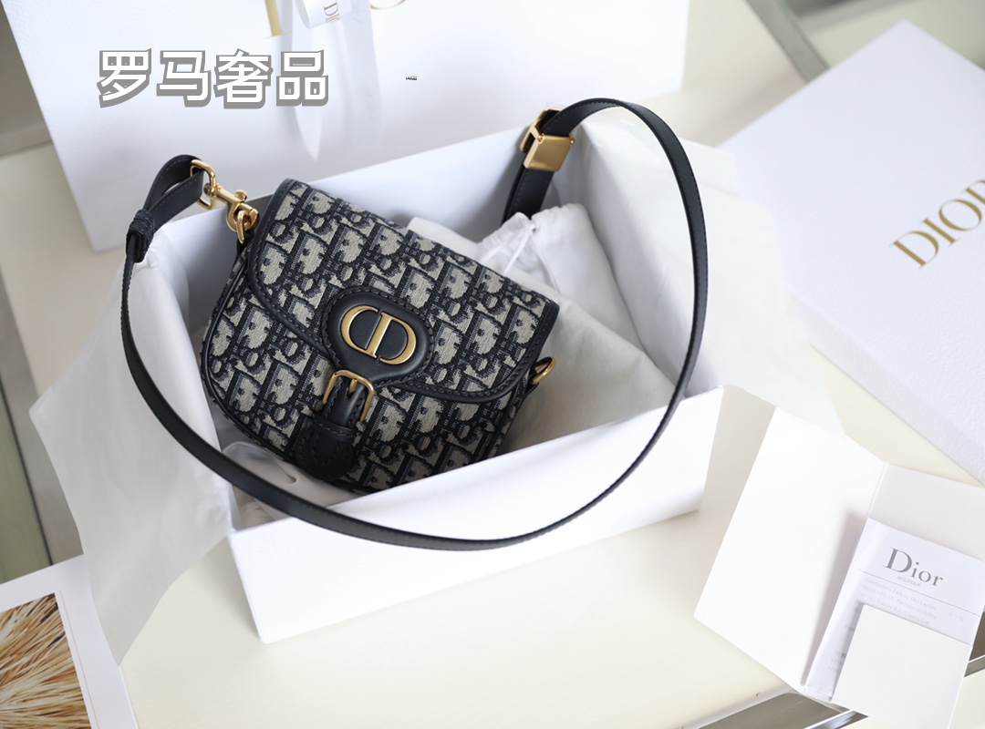 Dior Bobby Bag in Black Box Calfskin with Gold-Finish Metal Hardware