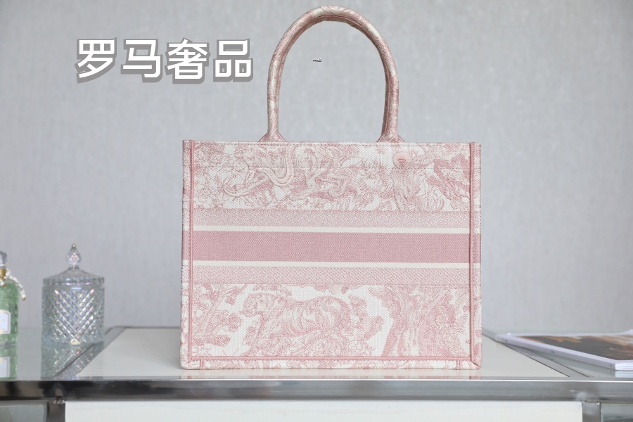 Christian Dior Pink Toile de Jouy Book Tote Bag