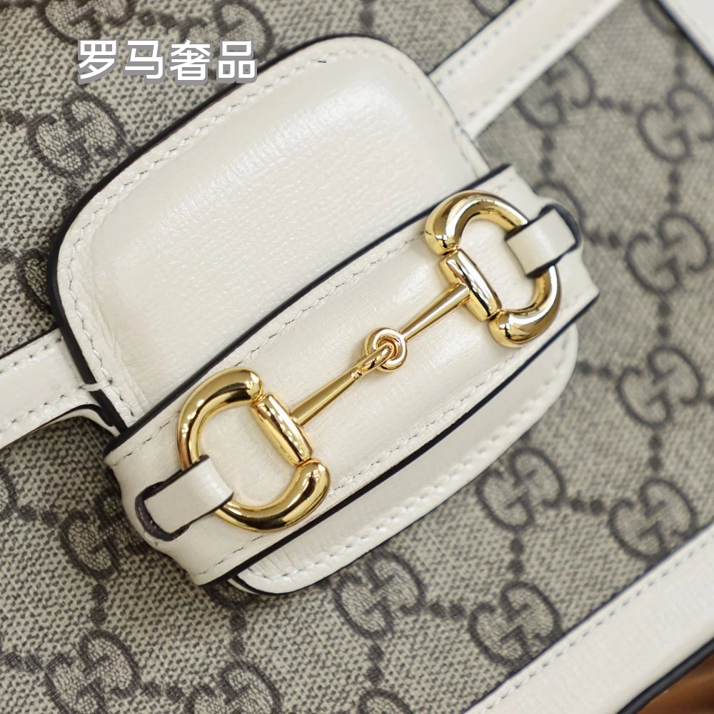 Gucci Horsebit 1955 Mini Shoulder Bag - GG Supreme Canvas &amp; Brown Leather