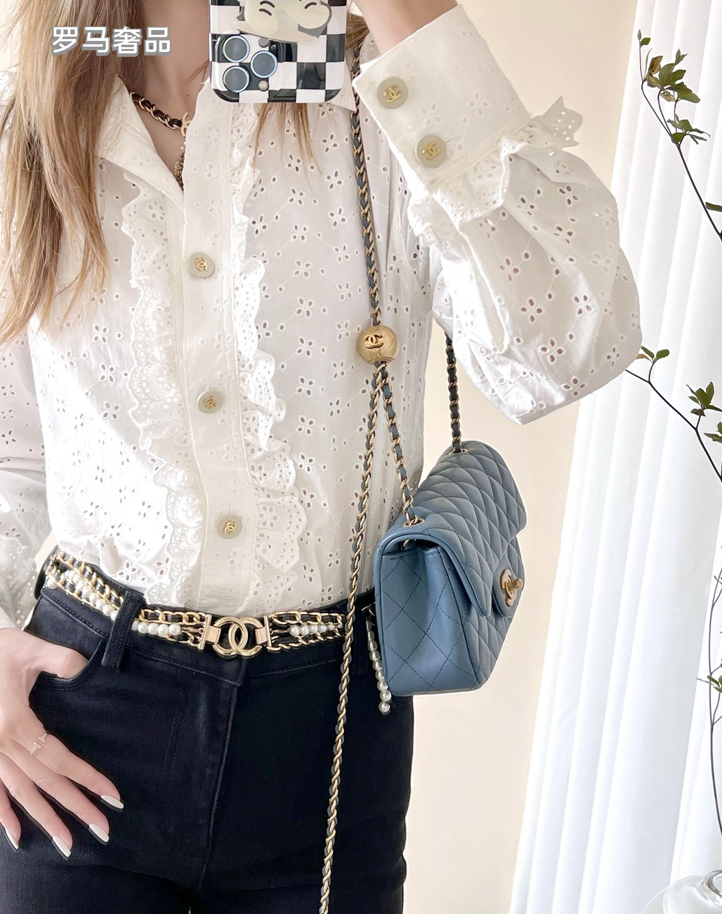 Chanel Mini Flap Bag Blue Quilted Lambskin Gold-Tone Hardware