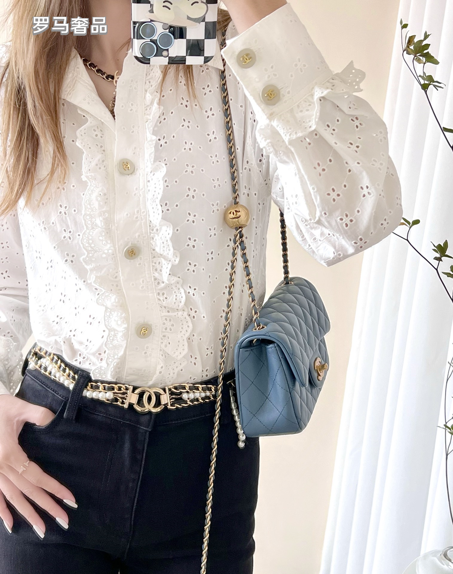 Chanel Mini Flap Bag Blue Quilted Lambskin Gold-Tone Hardware
