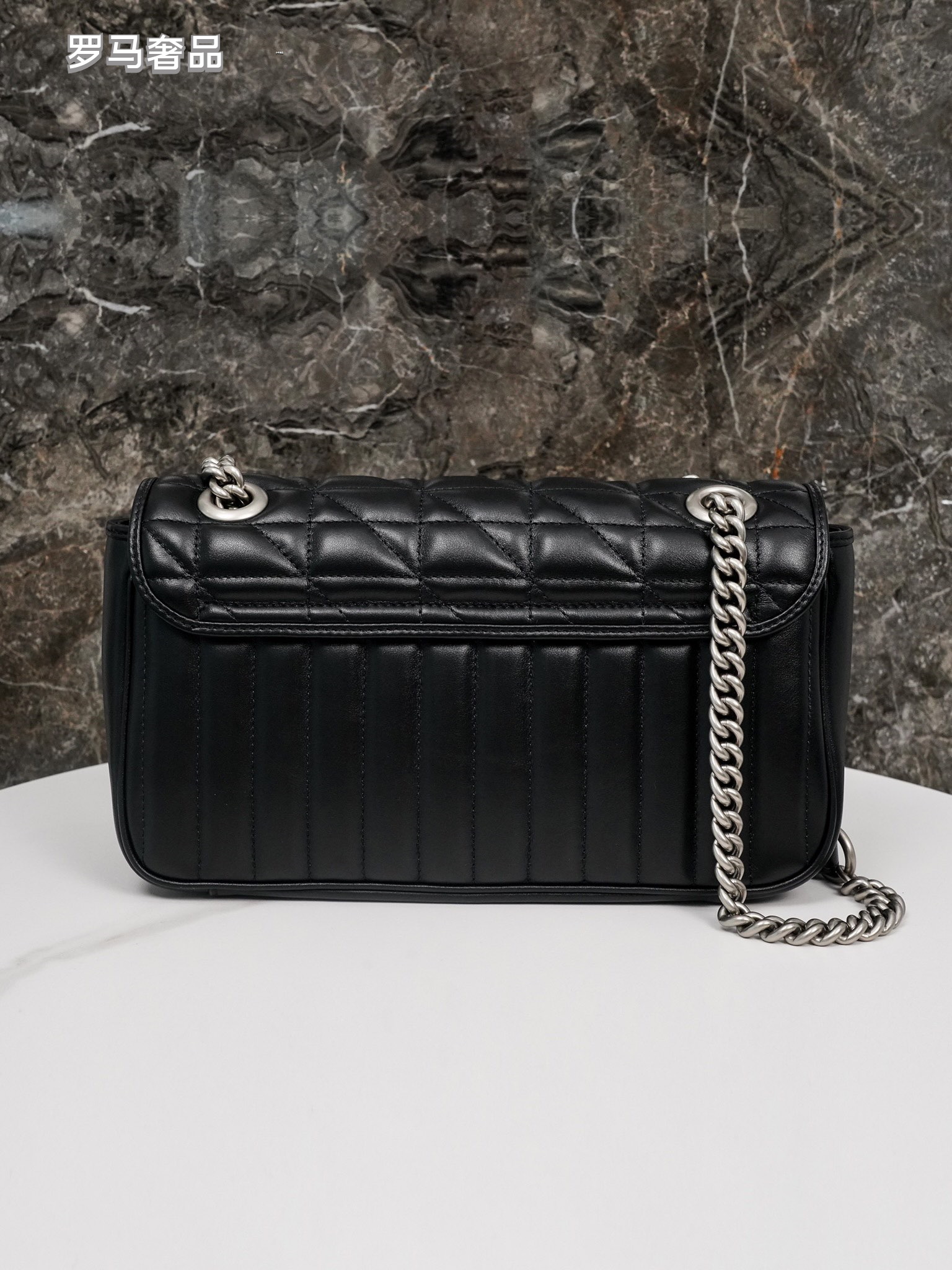 Gucci GG Marmont Small Matelassé Shoulder Bag - Black Leather with Silver Hardware
