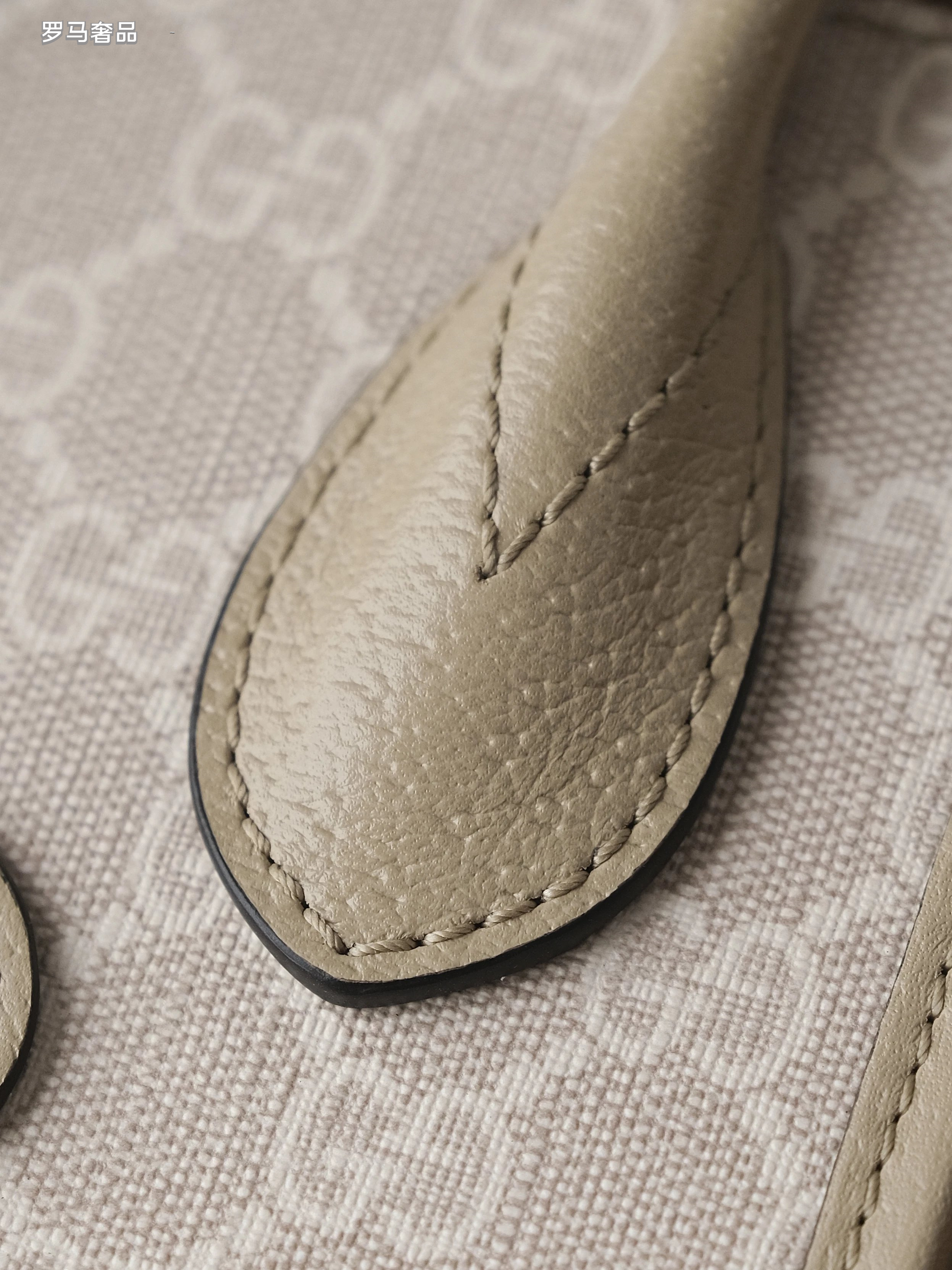 Gucci Elegant Cream Monogram Mini Tote Bag with Top Handles and Crossbody Strap