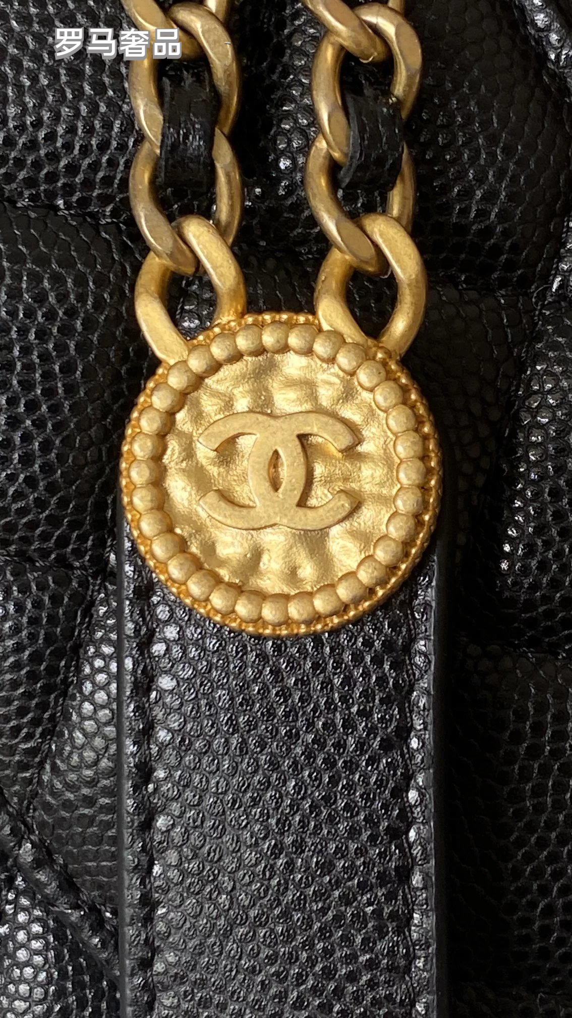 Tanzon Black Quilted Leather Crossbody Bag with Gold Chain Strap