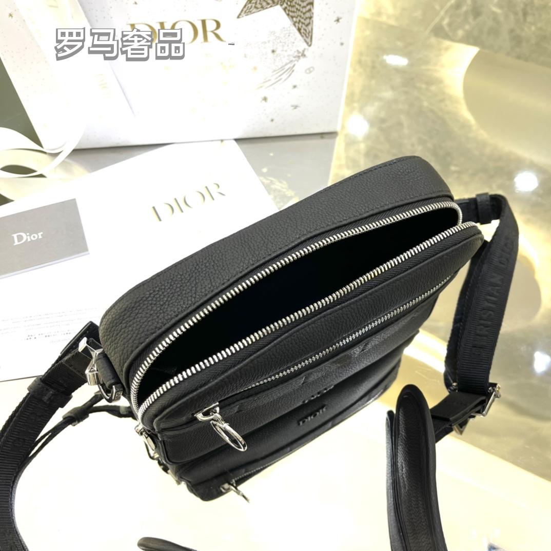 Dior Safari Messenger Bag Black Grained Calfskin Crossbody