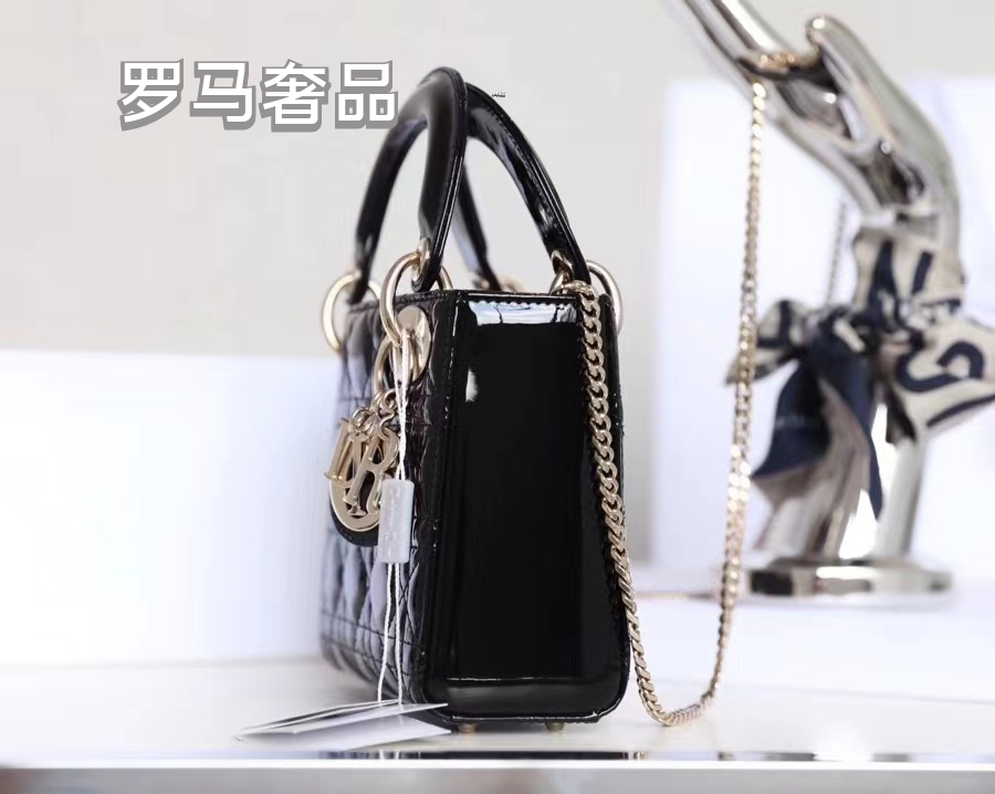 Lady Dior Micro Bag Black Cannage Patent Calfskin