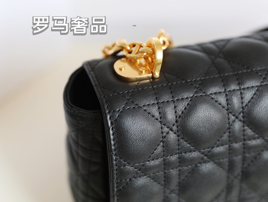 Dior Caro Bag in Black Cannage Calfskin with Gold-Tone CD Logo
