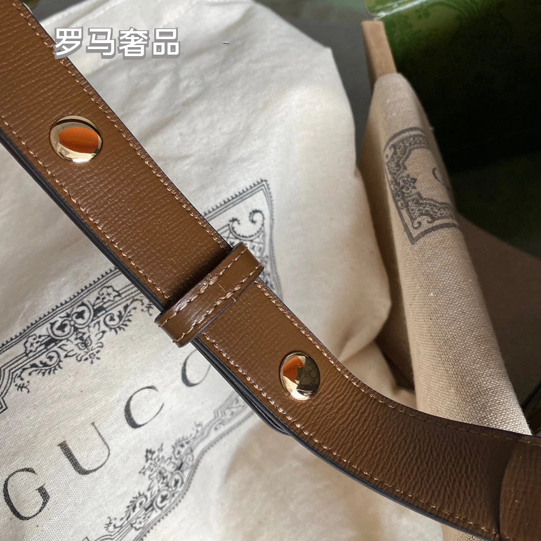 Gucci Vintage Monogram Canvas Crossbody Bag with Red Leather Trim