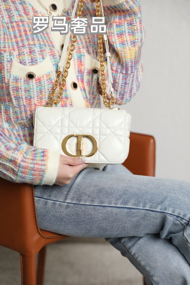 Christian Dior Caro Medium Bag Black Cannage Calfskin Gold Hardware