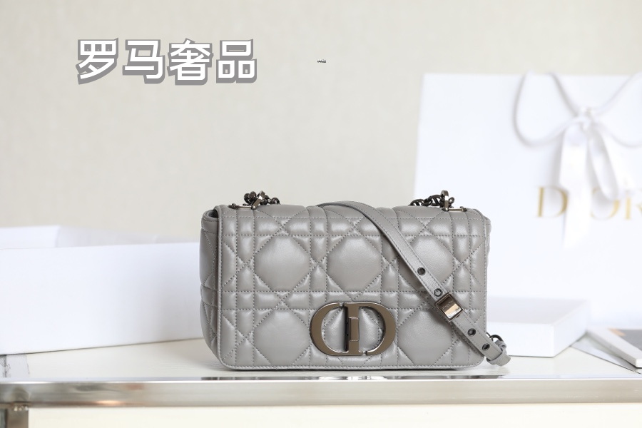 Christian Dior Caro Medium Bag Black Cannage Calfskin Gold Hardware