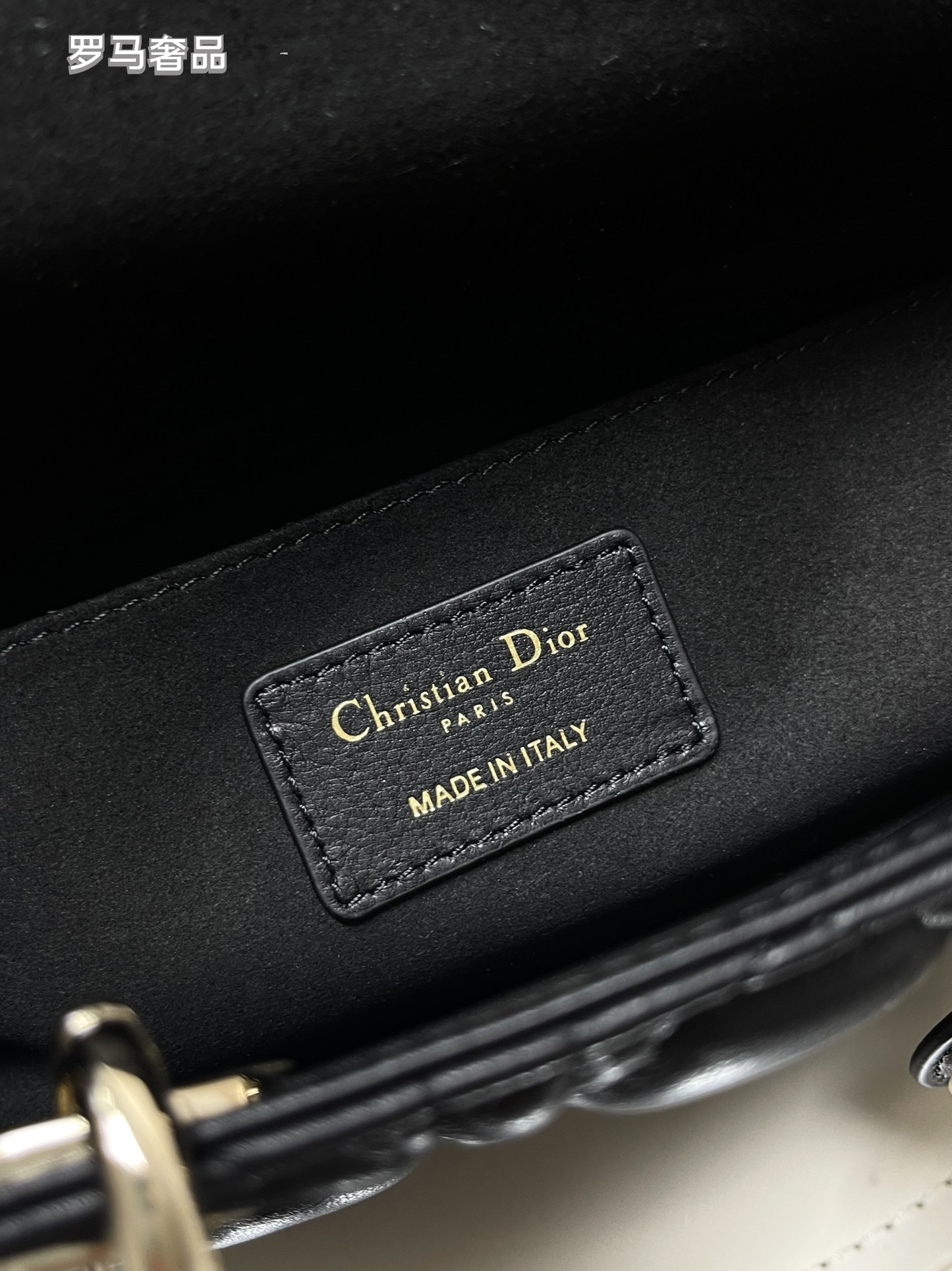 Christian Dior Lady D-Joy Bag - Black Cannage Lambskin with Gold-Finish Metal Charms