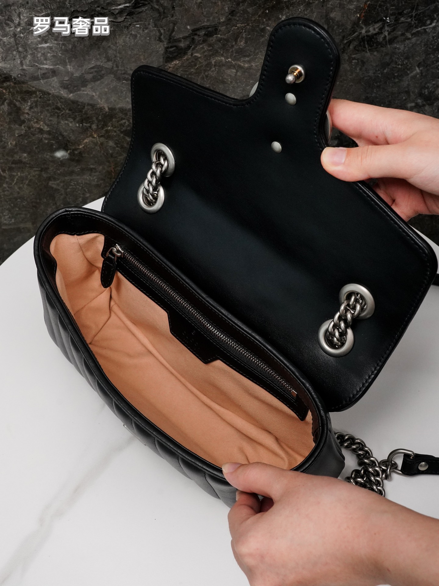 Gucci GG Marmont Small Matelassé Shoulder Bag - Black Leather with Silver Hardware