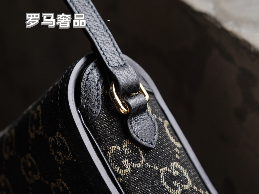 Gucci Vintage Monogram Canvas Mini Crossbody Bag with Gold Metal Clasp