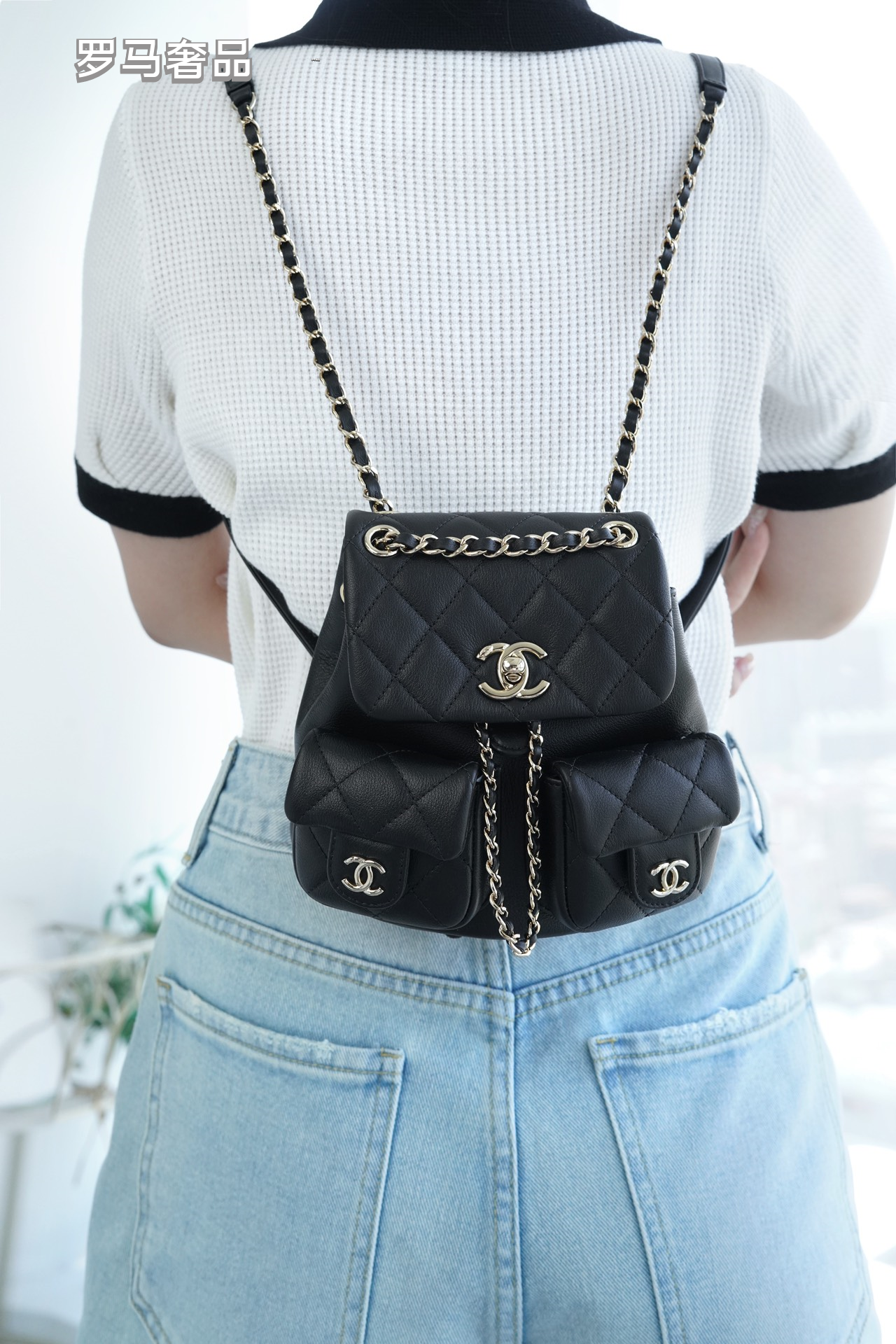 Chanel Quilted Lambskin Duma Backpack - Black with Gold-Tone Hardware