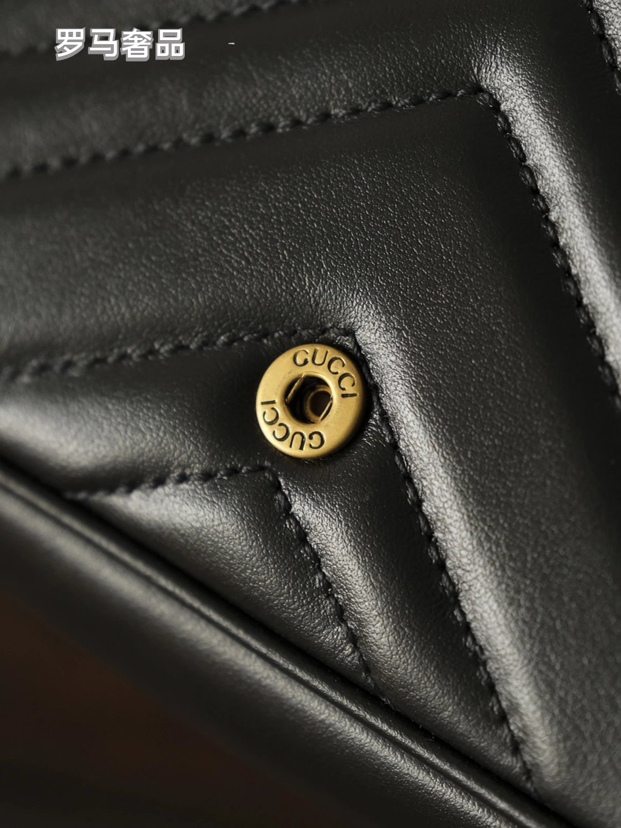 Gucci Black Quilted Chevron Leather Shoulder Bag with Gold Chain Strap