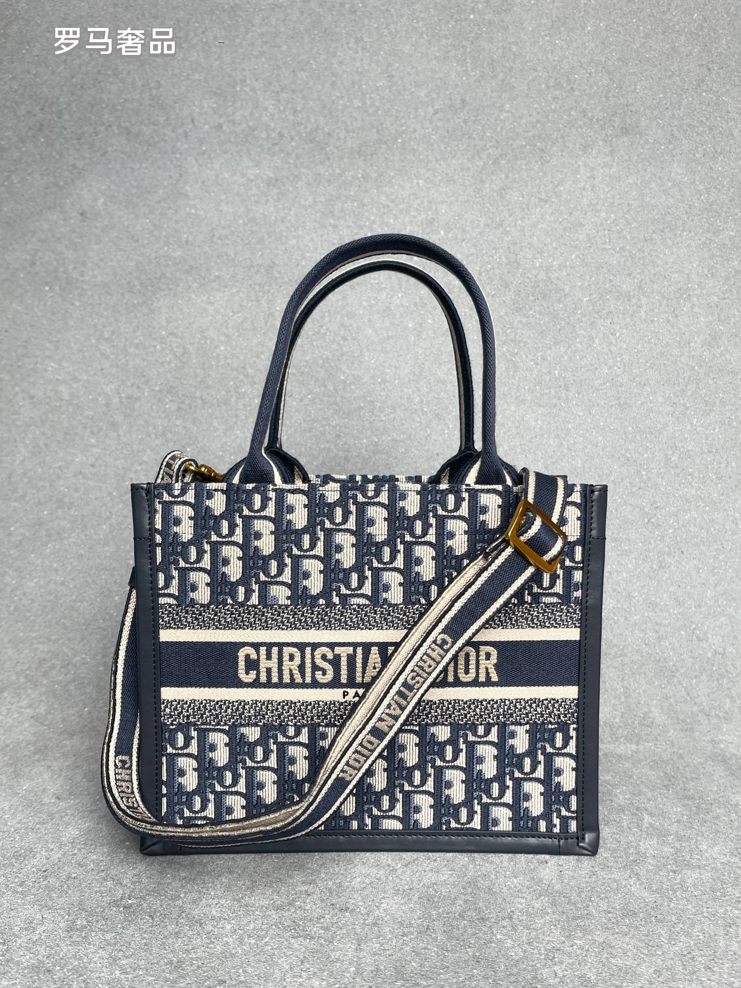 Christian Dior Book Tote - Blue Dior Oblique Embroidery