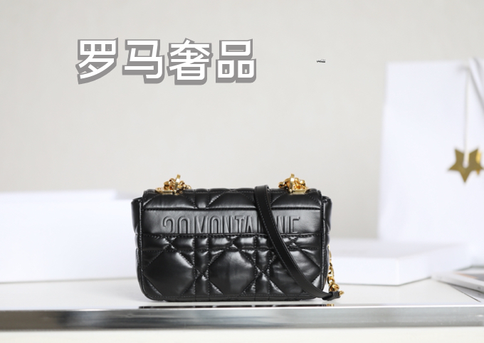 Christian Dior Caro Medium Bag Black Cannage Calfskin Gold Hardware