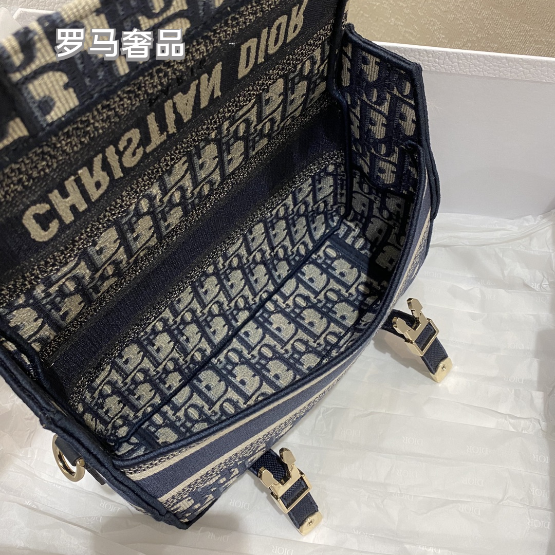 Christian Dior Blue Dior Oblique Embroidery DiorCamp Messenger Bag
