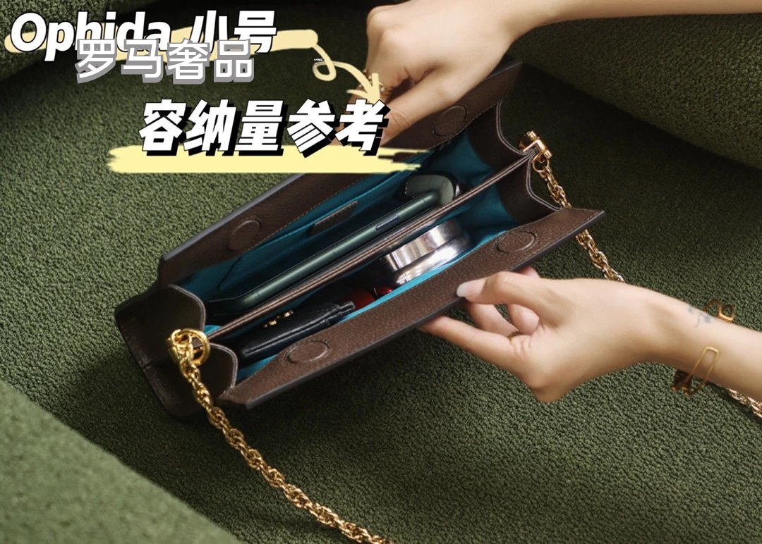 Gucci Ophidia GG Small Shoulder Bag with Web Stripe and Chain Strap