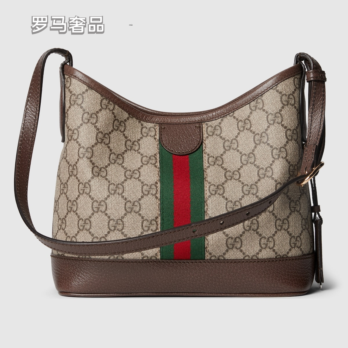 Gucci Vintage Monogram Canvas Hobo Shoulder Bag with Web Stripe