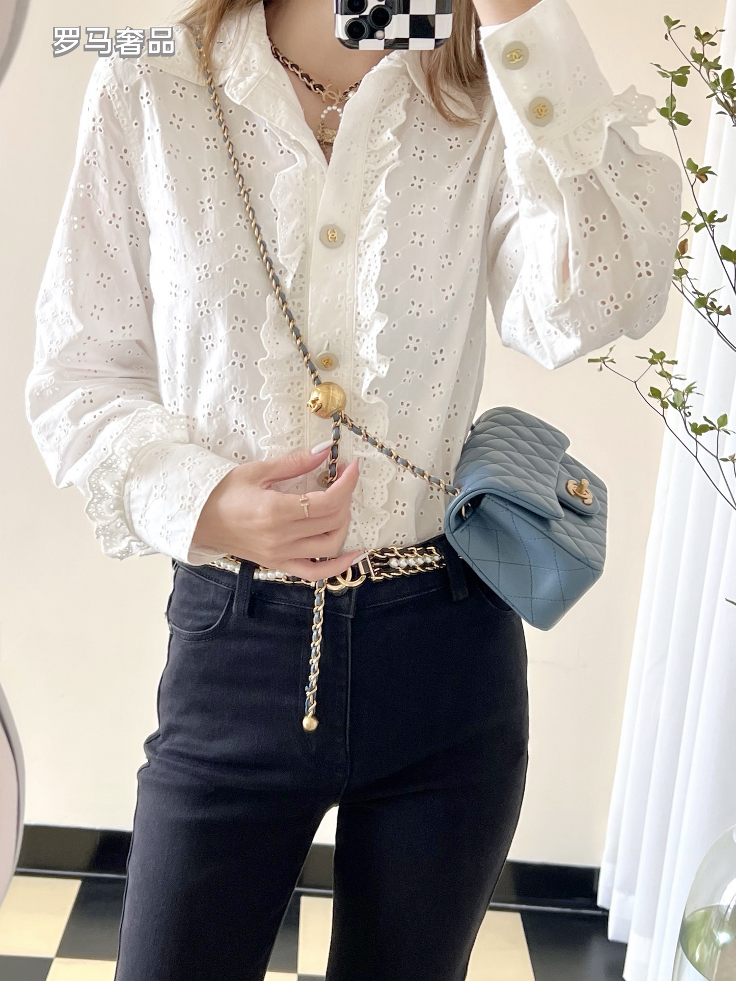 Chanel Mini Flap Bag Blue Quilted Lambskin Gold-Tone Hardware