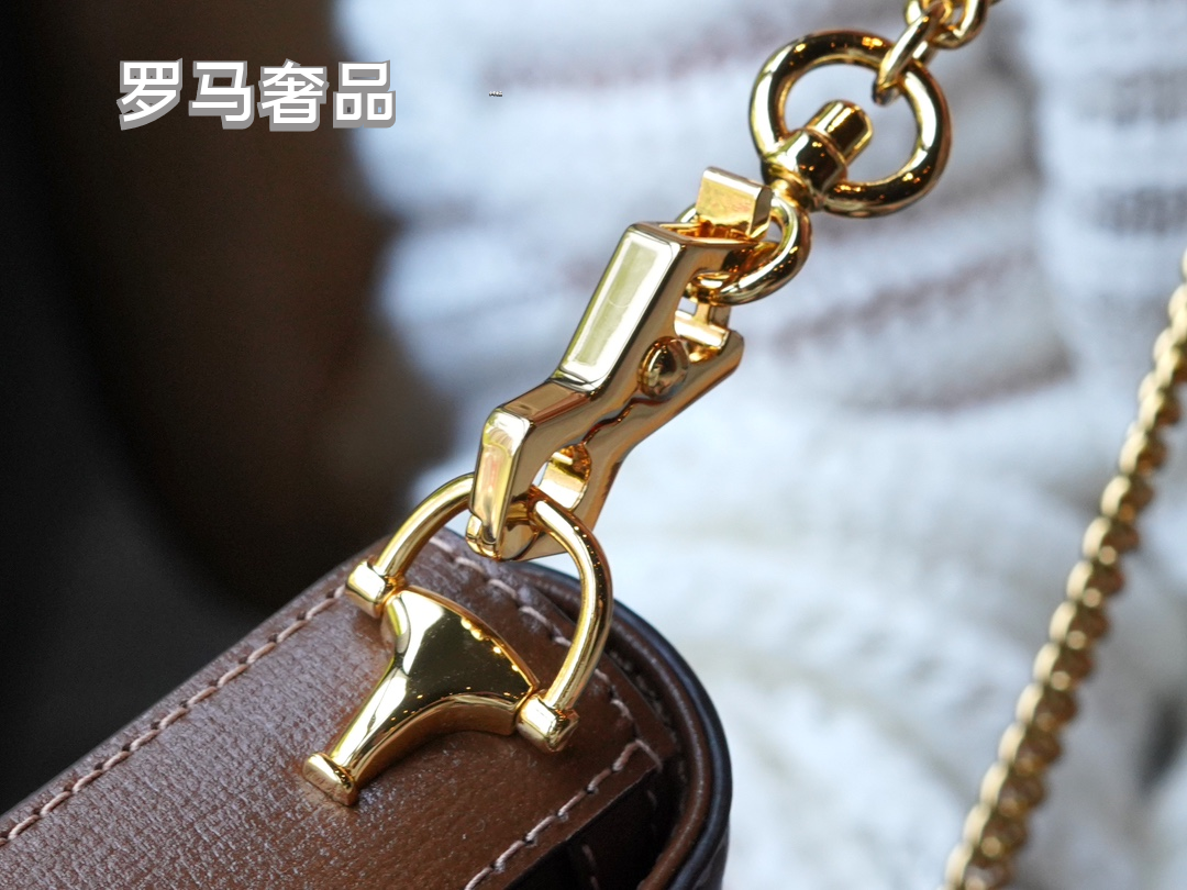 Gucci Vintage Monogram Shoulder Bag with Horsebit Detail and Chain Strap